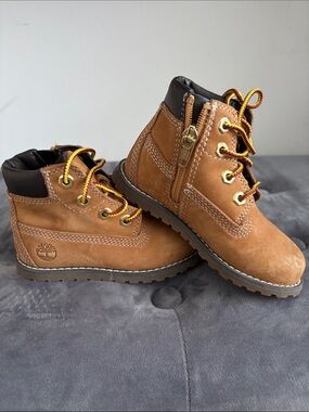 Timberland Kids Brown Tan Lace-Up Zip Boots